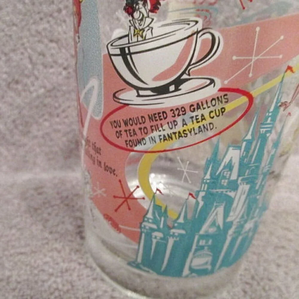 Vtg Disney World Magic Kingdom Drinking Glass Atomic Starburst Tinkerbell Bambi